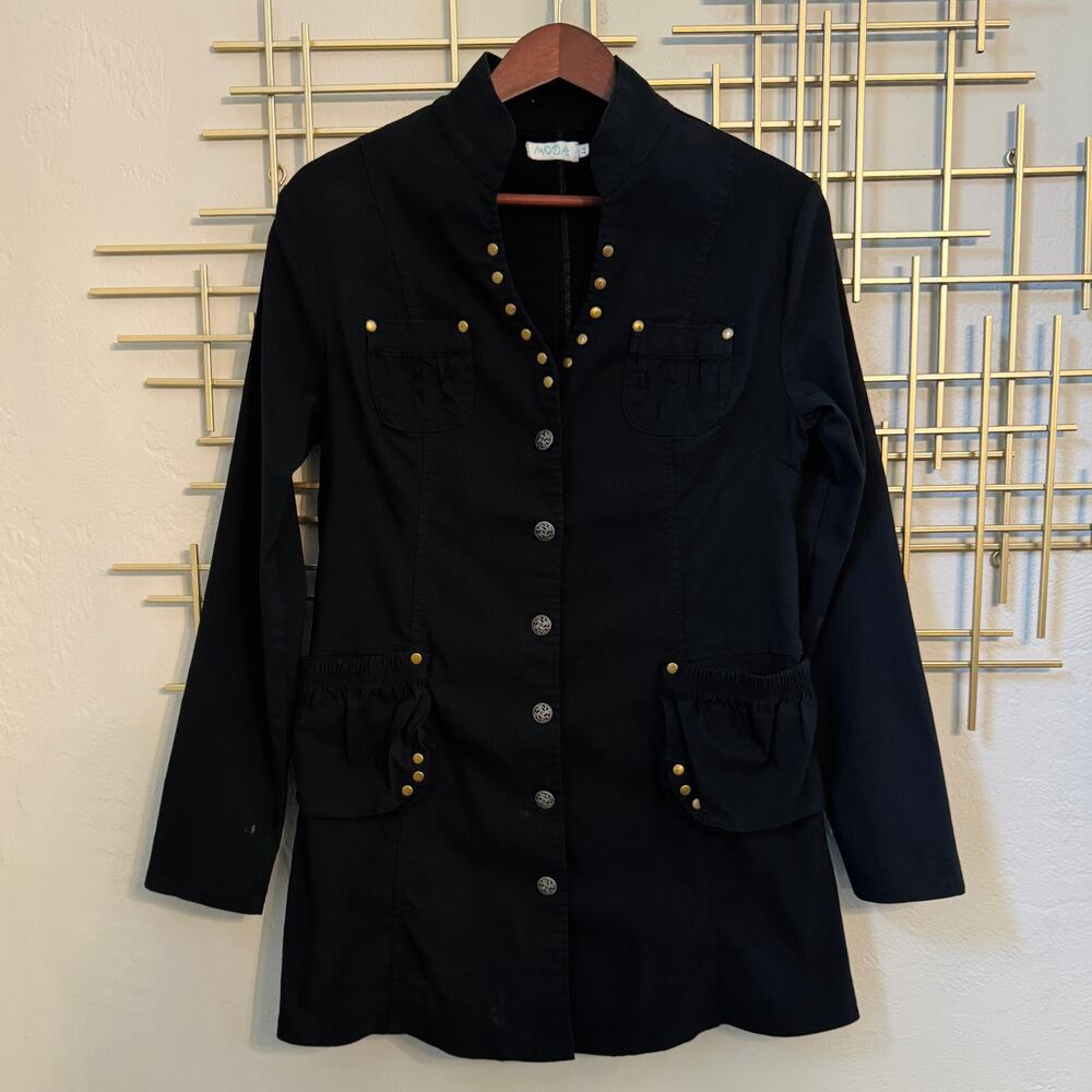 Moda Black Studded Utility Jacket Size 14